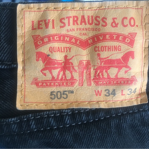 Levi Strauss 505 Men, 34-34 Black Jeans - Picture 4 of 5